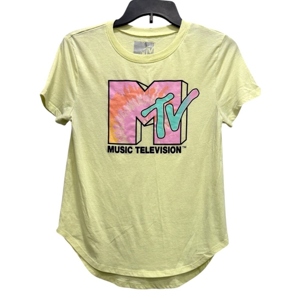 MTV Womens Yellow MTV Logo Tee Size Medium